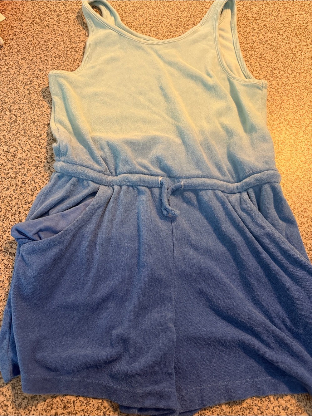 Kids Ombre Blue Terry Romper - Casual Tank Shorts 10/12